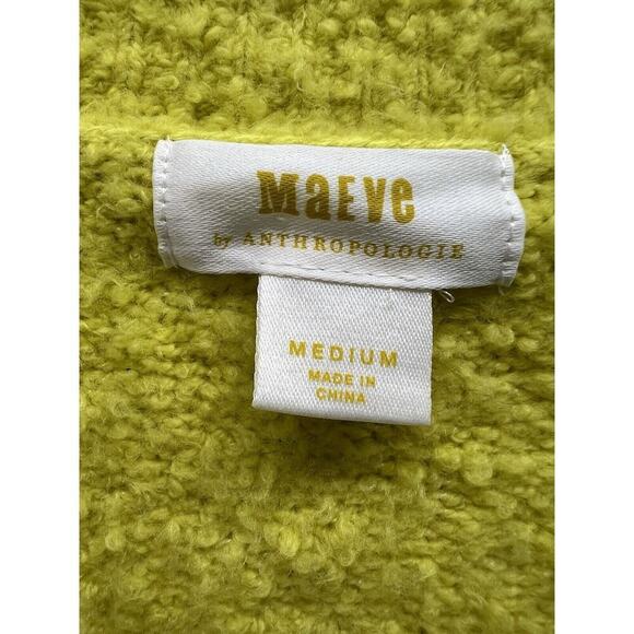 ANTHROPOLOGIE MAEVE PLUSH V-NECK COZY PULLOVER SWEATER M Neon Yellow - Picture 7 of 14